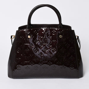 Very Good Condition LOUIS VUITTON Purple 2WAY Bag Montaigne BB Monogram Vernis Handbag CA4185 Used 4a001618