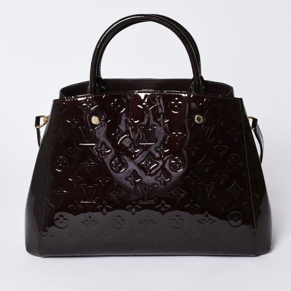 Very Good Condition LOUIS VUITTON Purple 2WAY Bag Montaigne BB Monogram Vernis Handbag CA4185 Used 4a001618