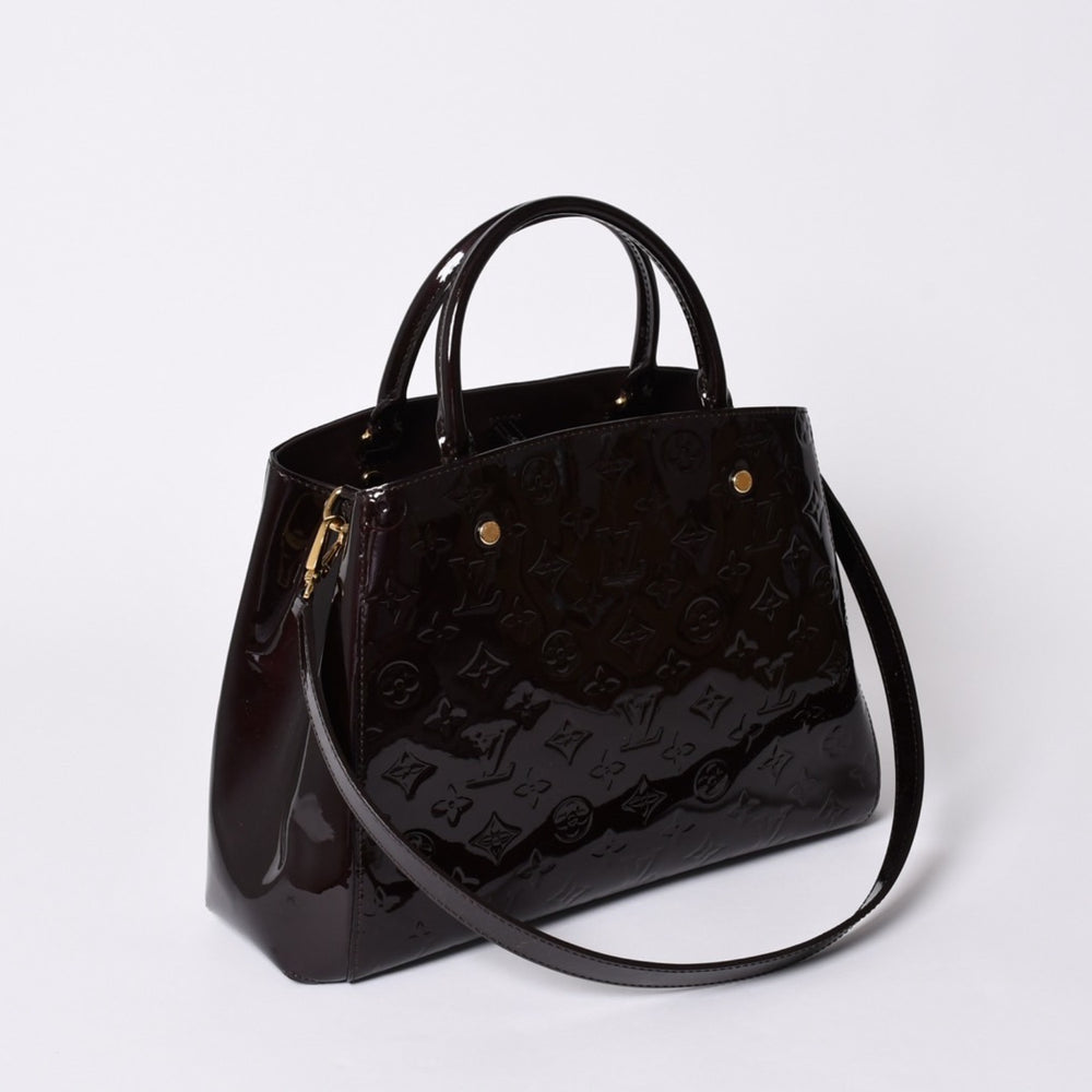 Very Good Condition LOUIS VUITTON Purple 2WAY Bag Montaigne BB Monogram Vernis Handbag CA4185 Used 4a001618