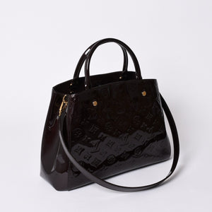 Very Good Condition LOUIS VUITTON Purple 2WAY Bag Montaigne BB Monogram Vernis Handbag CA4185 Used 4a001618