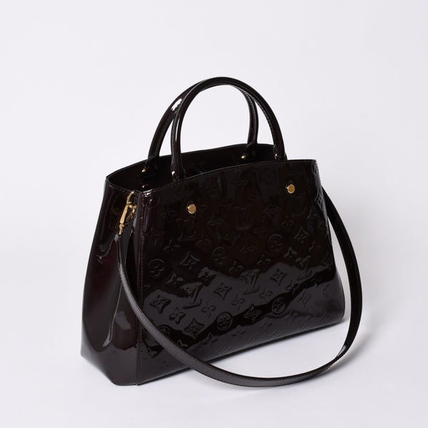 Very Good Condition LOUIS VUITTON Purple 2WAY Bag Montaigne BB Monogram Vernis Handbag CA4185 Used 4a001618