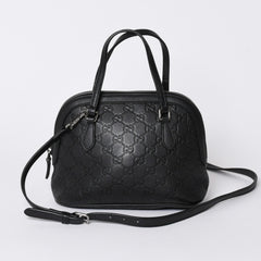 Very Good Condition GUCCI Gucci Guccisima Emblem Genuine Leather 2WAY Handbag Shoulder Bag Black 341504 Used 4a001184