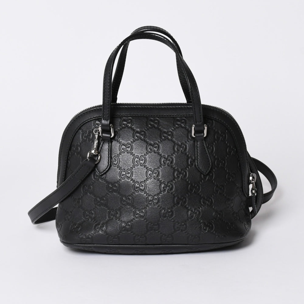 極美品 GUCCI グッチ グッチシマ エンブレム 本革 2WAY ハンドバッグ ショルダーバッグ ブラック 341504 中古 4a001184