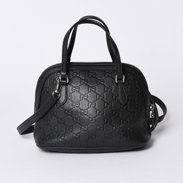 Very Good Condition GUCCI Gucci Guccisima Emblem Genuine Leather 2WAY Handbag Shoulder Bag Black 341504 Used 4a001184