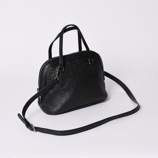 Very Good Condition GUCCI Gucci Guccisima Emblem Genuine Leather 2WAY Handbag Shoulder Bag Black 341504 Used 4a001184