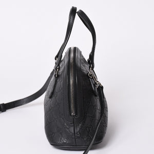 Very Good Condition GUCCI Gucci Guccisima Emblem Genuine Leather 2WAY Handbag Shoulder Bag Black 341504 Used 4a001184