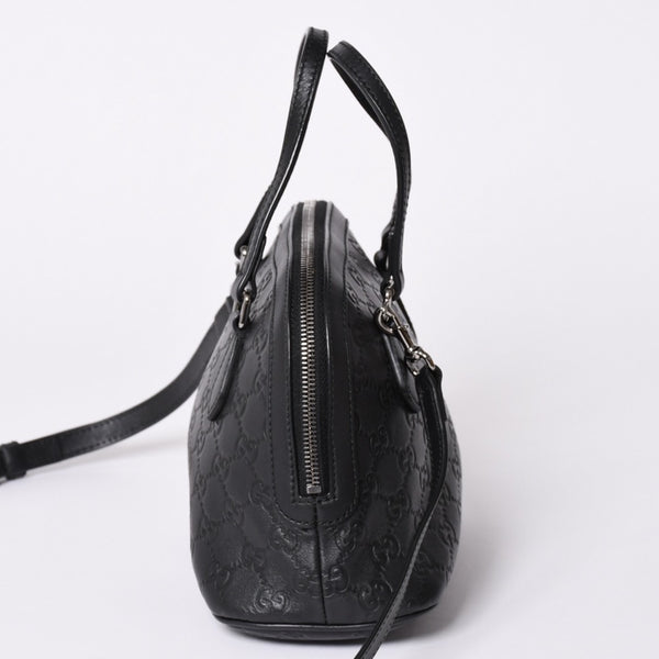 Very Good Condition GUCCI Gucci Guccisima Emblem Genuine Leather 2WAY Handbag Shoulder Bag Black 341504 Used 4a001184