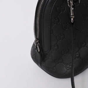 Very Good Condition GUCCI Gucci Guccisima Emblem Genuine Leather 2WAY Handbag Shoulder Bag Black 341504 Used 4a001184