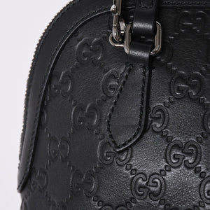 Very Good Condition GUCCI Gucci Guccisima Emblem Genuine Leather 2WAY Handbag Shoulder Bag Black 341504 Used 4a001184
