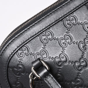 Very Good Condition GUCCI Gucci Guccisima Emblem Genuine Leather 2WAY Handbag Shoulder Bag Black 341504 Used 4a001184