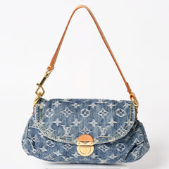 極美品 LOUIS VUITTON ルイヴィトン ミニプリーティ ワンショルダーバッグ M95050 モノグラム デニム インディゴブルー 中古 4a003989