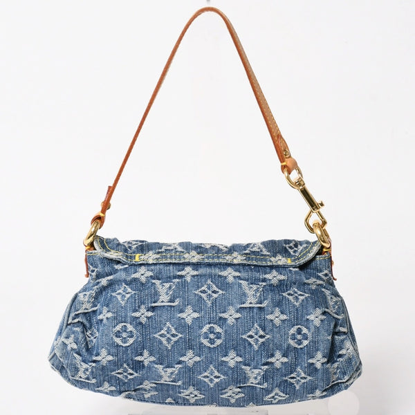 極美品 LOUIS VUITTON ルイヴィトン ミニプリーティ ワンショルダーバッグ M95050 モノグラム デニム インディゴブルー 中古 4a003989