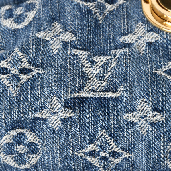 極美品 LOUIS VUITTON ルイヴィトン ミニプリーティ ワンショルダーバッグ M95050 モノグラム デニム インディゴブルー 中古 4a003989