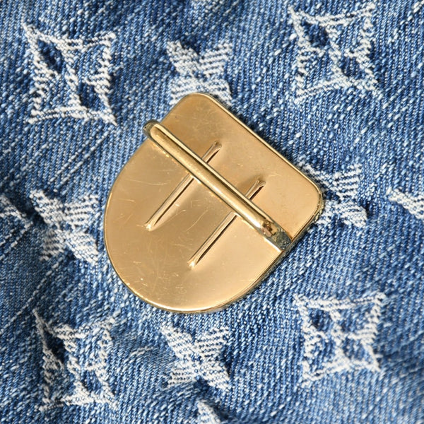 極美品 LOUIS VUITTON ルイヴィトン ミニプリーティ ワンショルダーバッグ M95050 モノグラム デニム インディゴブルー 中古 4a003989