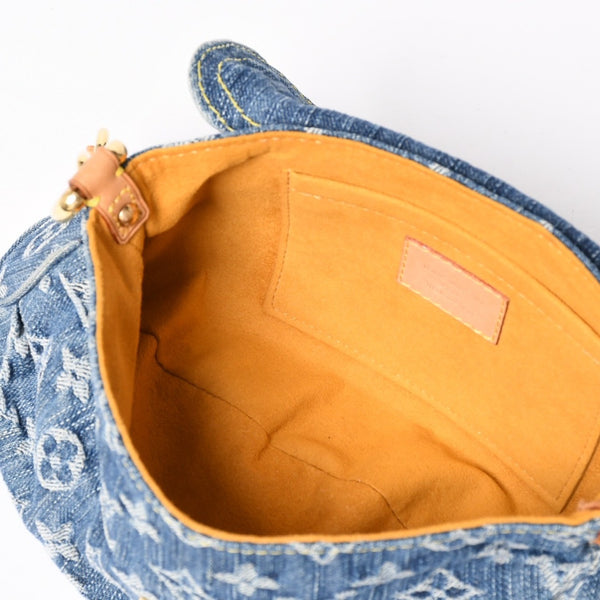極美品 LOUIS VUITTON ルイヴィトン ミニプリーティ ワンショルダーバッグ M95050 モノグラム デニム インディゴブルー 中古 4a003989