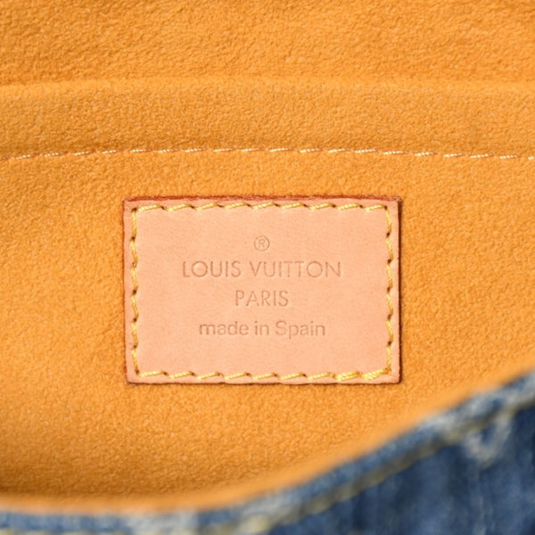 極美品 LOUIS VUITTON ルイヴィトン ミニプリーティ ワンショルダーバッグ M95050 モノグラム デニム インディゴブルー 中古 4a003989