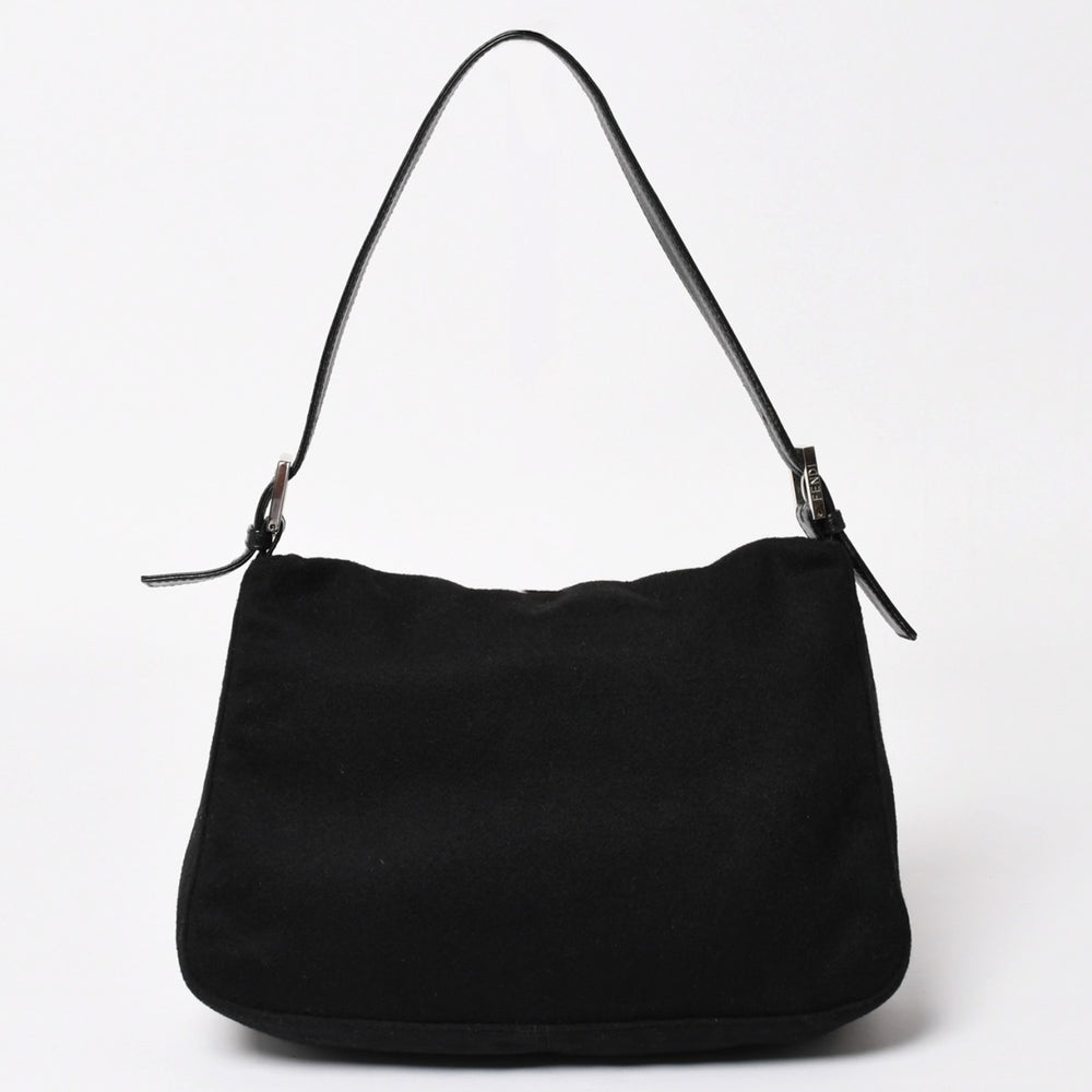 FENDI フェンディ マンマバケット ハンドバッグ 26325 コットンジャージ ブラック シルバー金具 美品 中古 4a000499