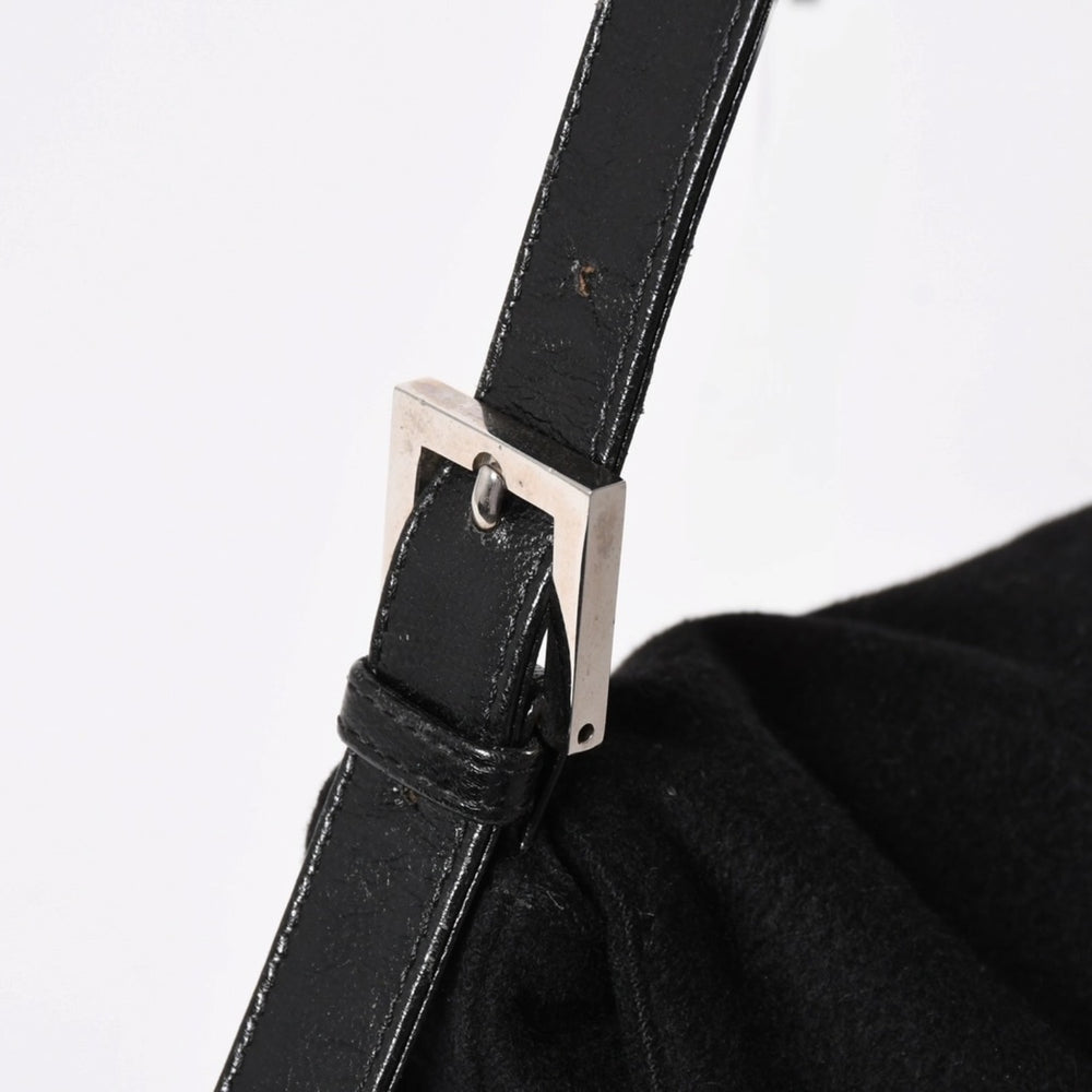 FENDI フェンディ マンマバケット ハンドバッグ 26325 コットンジャージ ブラック シルバー金具 美品 中古 4a000499