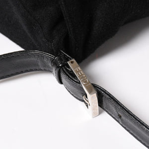 FENDI Mamma Bucket Handbag 26325 Cotton Jersey Black Silver Hardware Good Condition Used 4a000499