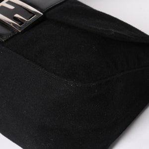 FENDI Mamma Bucket Handbag 26325 Cotton Jersey Black Silver Hardware Good Condition Used 4a000499
