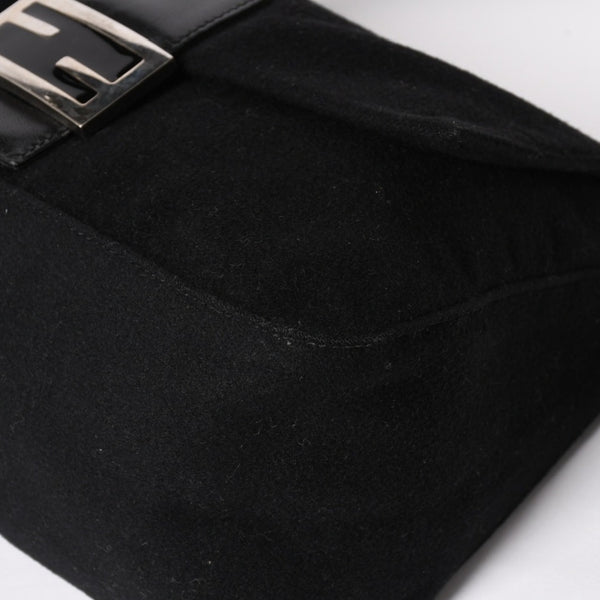 FENDI Mamma Bucket Handbag 26325 Cotton Jersey Black Silver Hardware Good Condition Used 4a000499