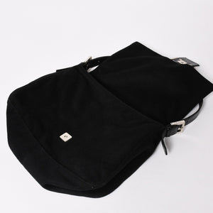 FENDI Mamma Bucket Handbag 26325 Cotton Jersey Black Silver Hardware Good Condition Used 4a000499