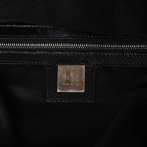 FENDI Mamma Bucket Handbag 26325 Cotton Jersey Black Silver Hardware Good Condition Used 4a000499
