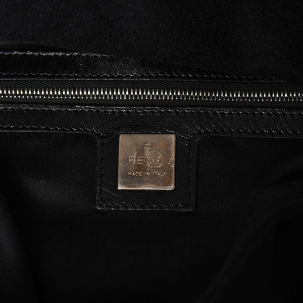 FENDI Mamma Bucket Handbag 26325 Cotton Jersey Black Silver Hardware Good Condition Used 4a000499