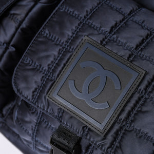 Very Good Condition CHANEL Shoulder Bag No. 9 Sports Line Navy Black Nylon Used 4a001674