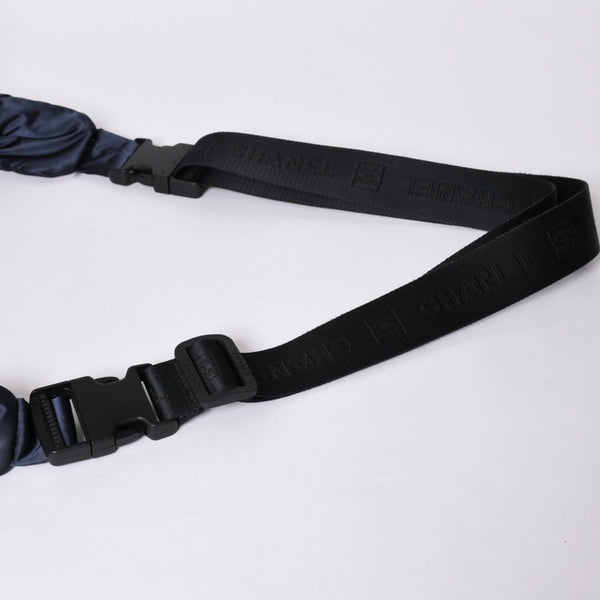 Very Good Condition CHANEL Shoulder Bag No. 9 Sports Line Navy Black Nylon Used 4a001674