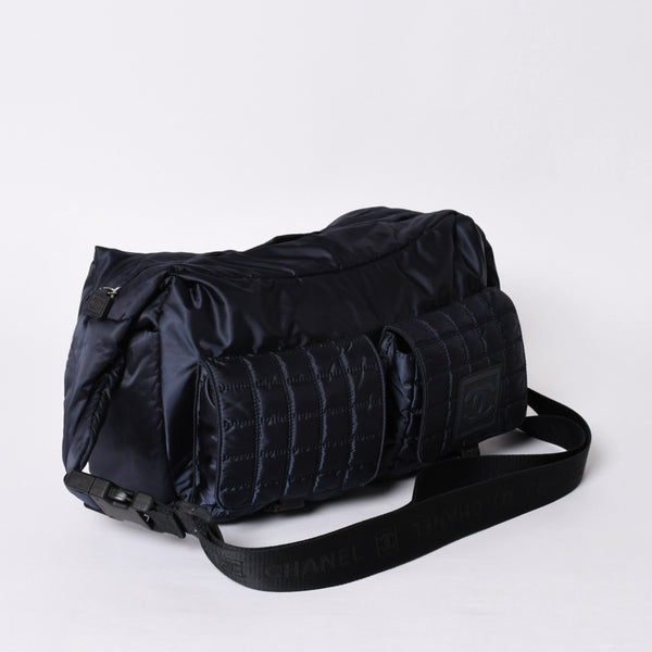 Very Good Condition CHANEL Shoulder Bag No. 9 Sports Line Navy Black Nylon Used 4a001674