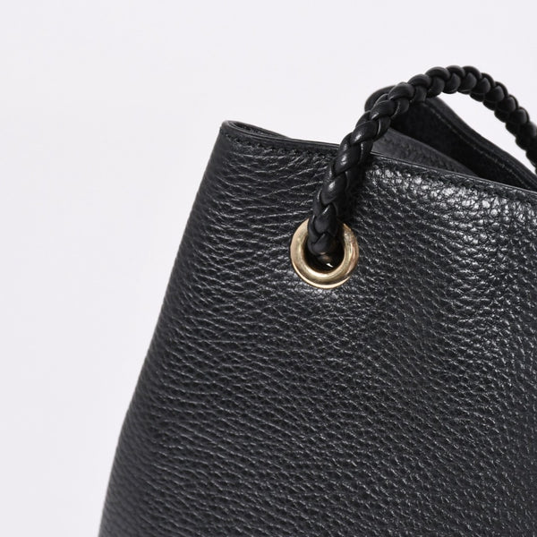 極美品 GUCCI グッチ GGキャンバス レザー ショルダーバッグ トートバッグ バンブー 419689 ブラック ゴールド 美品 中古 4a001645