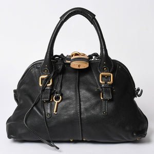 極美品 CHLOE クロエ パディントン ブラック ゴールド金具 ハンドバッグ トートバッグ レザー 04-07-532 4a001669