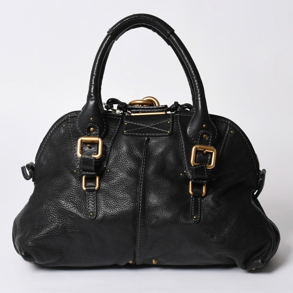 極美品 CHLOE クロエ パディントン ブラック ゴールド金具 ハンドバッグ トートバッグ レザー 04-07-532 4a001669