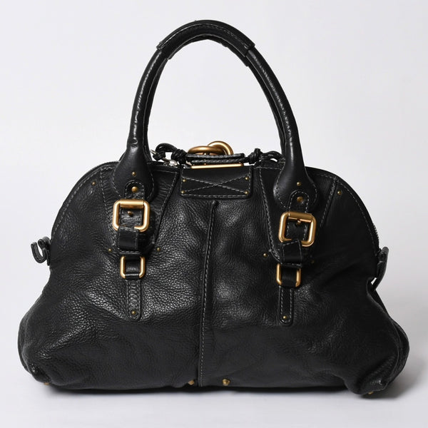極美品 CHLOE クロエ パディントン ブラック ゴールド金具 ハンドバッグ トートバッグ レザー 04-07-532 4a001669