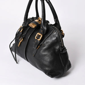 極美品 CHLOE クロエ パディントン ブラック ゴールド金具 ハンドバッグ トートバッグ レザー 04-07-532 4a001669