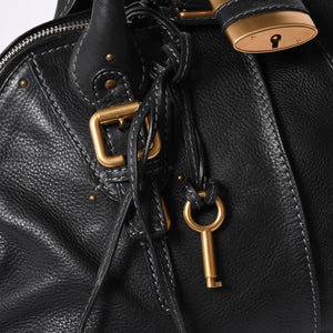 極美品 CHLOE クロエ パディントン ブラック ゴールド金具 ハンドバッグ トートバッグ レザー 04-07-532 4a001669