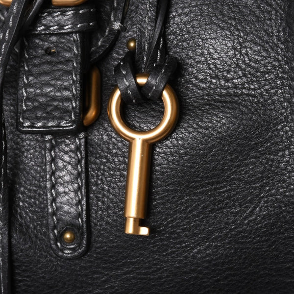 極美品 CHLOE クロエ パディントン ブラック ゴールド金具 ハンドバッグ トートバッグ レザー 04-07-532 4a001669