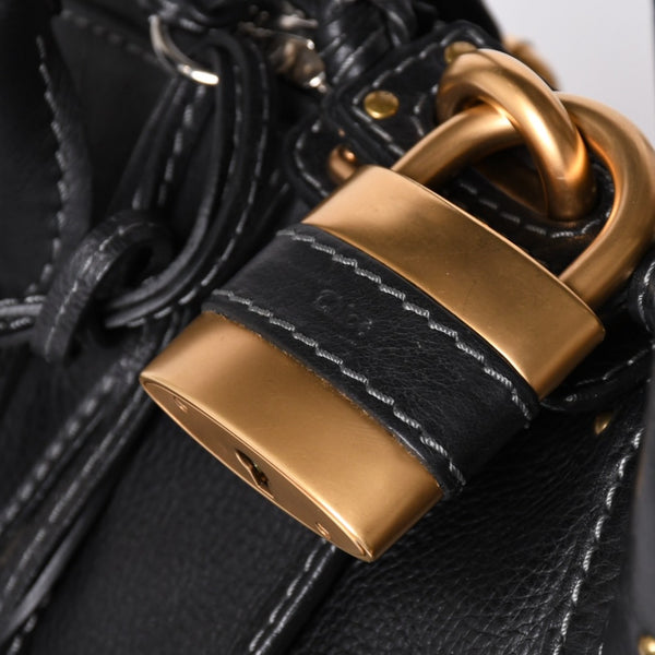 極美品 CHLOE クロエ パディントン ブラック ゴールド金具 ハンドバッグ トートバッグ レザー 04-07-532 4a001669