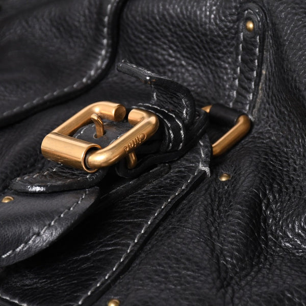 極美品 CHLOE クロエ パディントン ブラック ゴールド金具 ハンドバッグ トートバッグ レザー 04-07-532 4a001669