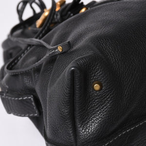 極美品 CHLOE クロエ パディントン ブラック ゴールド金具 ハンドバッグ トートバッグ レザー 04-07-532 4a001669