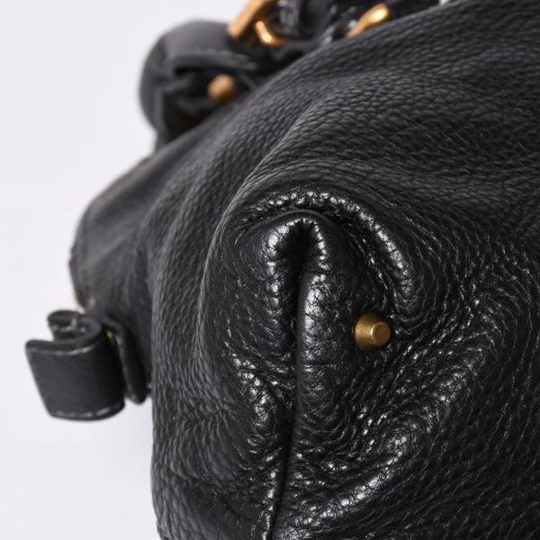 極美品 CHLOE クロエ パディントン ブラック ゴールド金具 ハンドバッグ トートバッグ レザー 04-07-532 4a001669