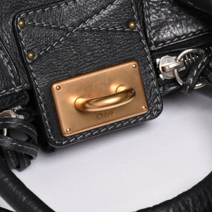 極美品 CHLOE クロエ パディントン ブラック ゴールド金具 ハンドバッグ トートバッグ レザー 04-07-532 4a001669
