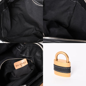 極美品 CHLOE クロエ パディントン ブラック ゴールド金具 ハンドバッグ トートバッグ レザー 04-07-532 4a001669