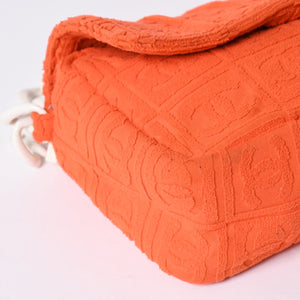 CHANEL Cocomark Matelasse Handbag Plastic Chain Pile No. 7 2002 Orange White Good Condition Used 4a001677