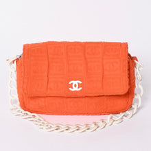 画像をギャラリービューアに読み込む, CHANEL シャネル ココマーク マトラッセ ハンドバッグ プラチェーン パイル 7番台 2002年 オレンジ ホワイト 美品 中古 4a001677
