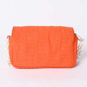 CHANEL Cocomark Matelasse Handbag Plastic Chain Pile No. 7 2002 Orange White Good Condition Used 4a001677