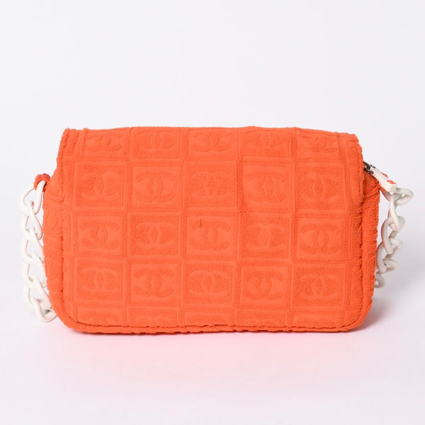 CHANEL Cocomark Matelasse Handbag Plastic Chain Pile No. 7 2002 Orange White Good Condition Used 4a001677