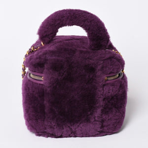 Very Good Condition CHANEL Coco Mark Vanity 2WAY Shoulder Bag Shearling 22AW AS3357 Purple Gold Hardware Used 4a001469