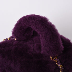 Very Good Condition CHANEL Coco Mark Vanity 2WAY Shoulder Bag Shearling 22AW AS3357 Purple Gold Hardware Used 4a001469